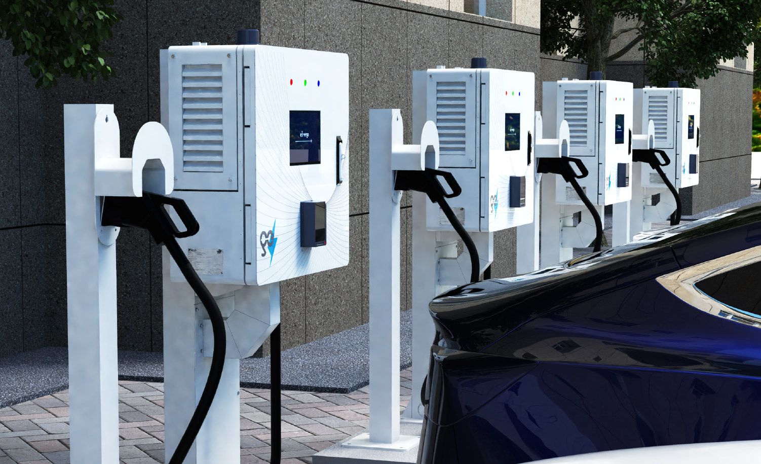 eTreego 公共停車場多樁佈建方案，支援多台電動車同步快充